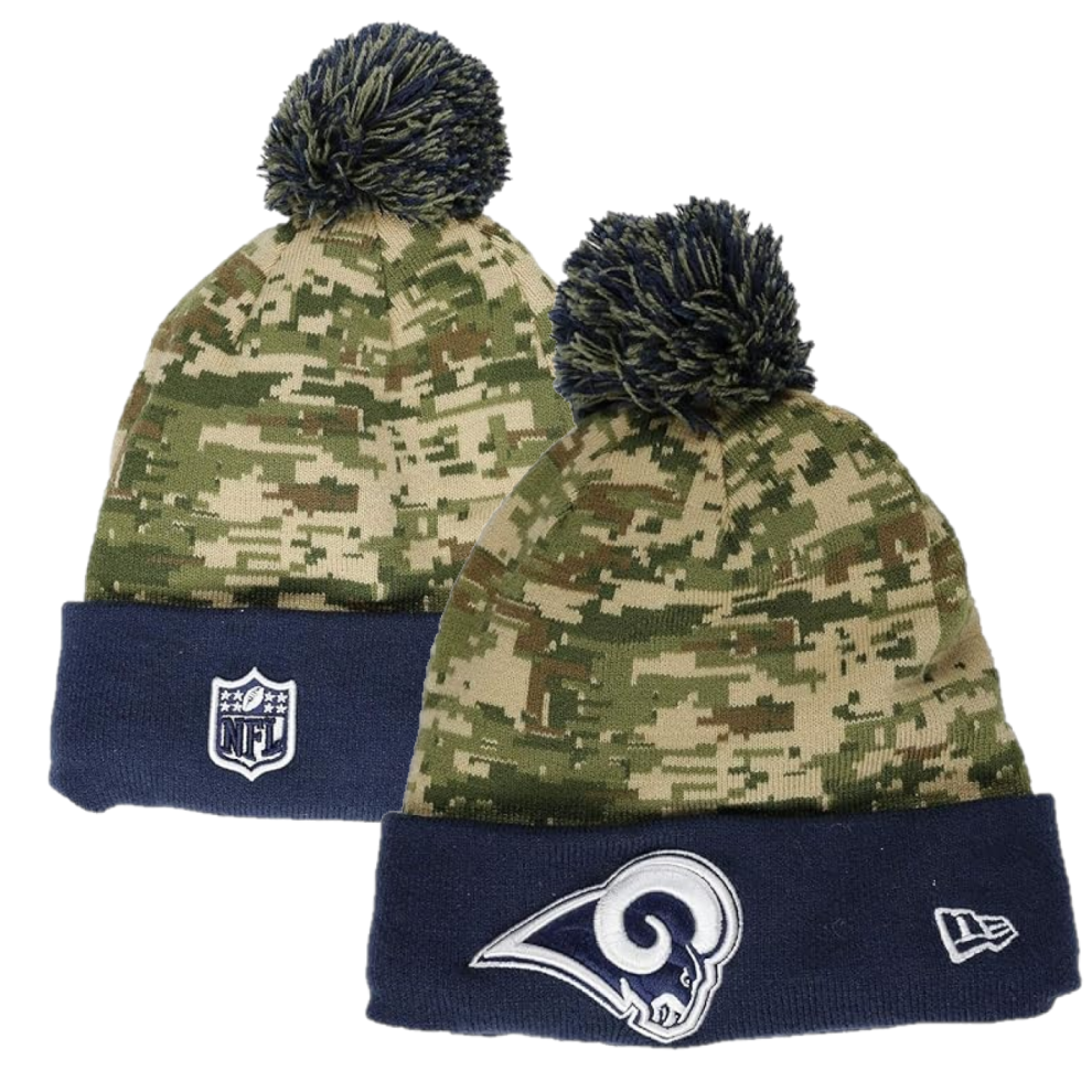 New Era (One Size) Los Angeles Rams Beanie Nfl Camo Knit Bobble Hat - New Green