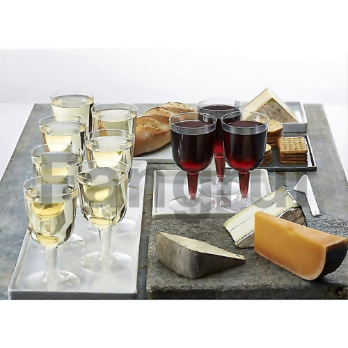 For 50pcs Clear Plastic Wine Glass Recyclable Disposable Reusable 2