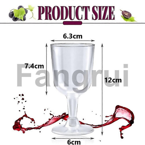 For 50pcs Clear Plastic Wine Glass Recyclable Disposable Reusable 1