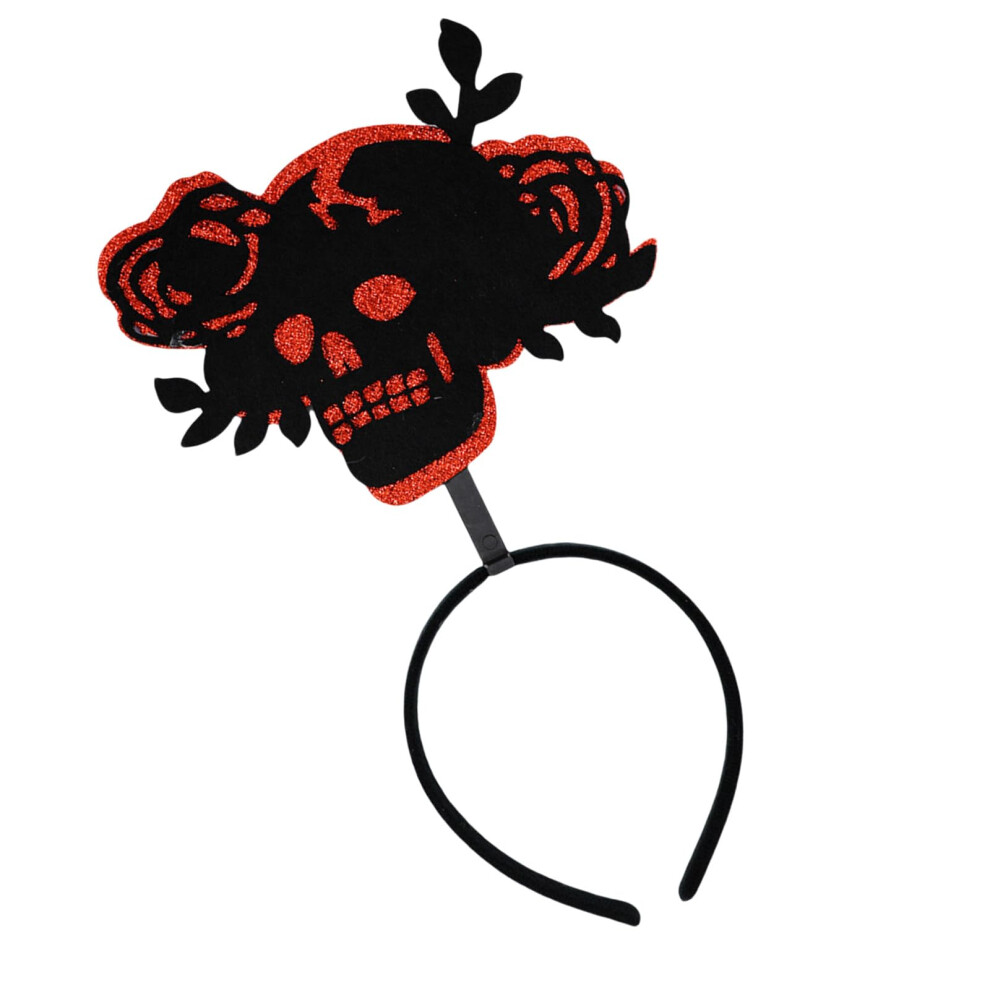 Unisex Halloween Rose Skull Headband Adjustable Fabric Hair Accessory For Costume Parties Cosplay