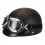 (Brown) Retro Motorcycle Leather Half Helmet With Goggles 1