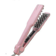 (pink) Volumizing Hair Iron Straightener Ceramic Hair Crimper Fluffy Hair Curler