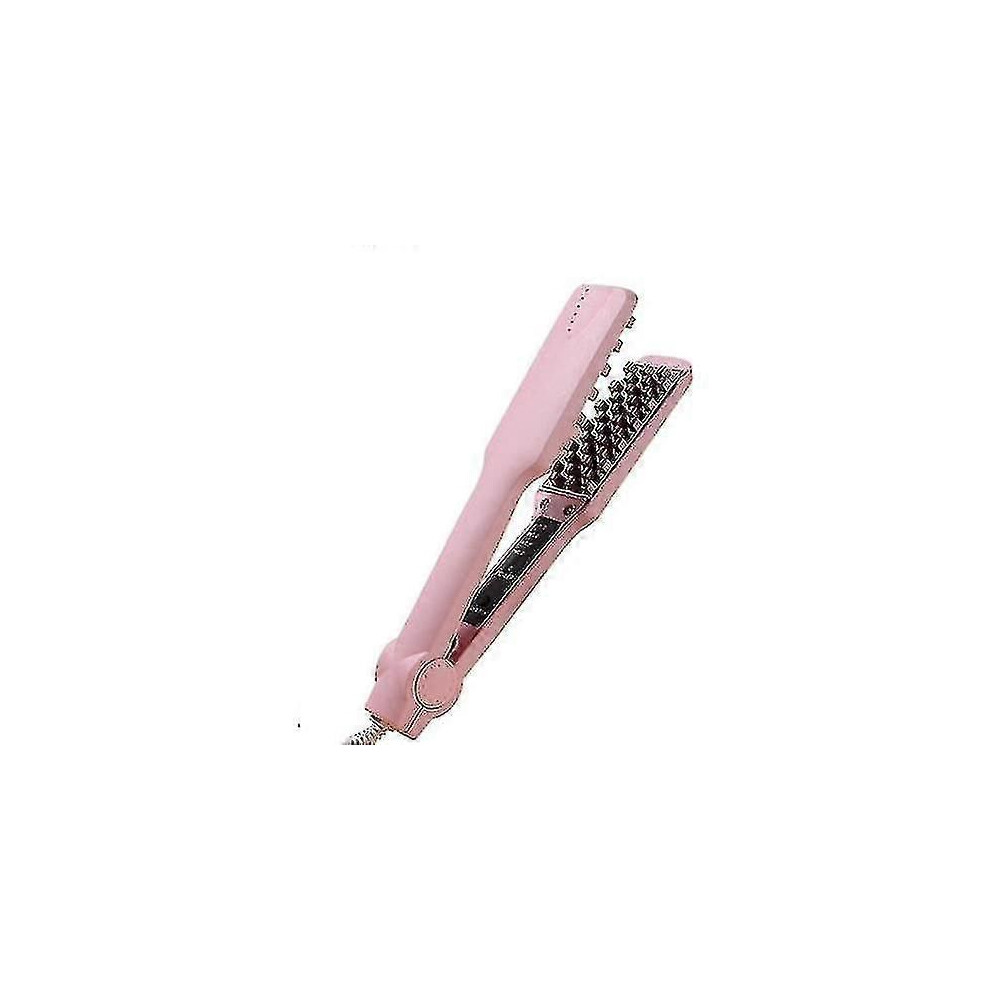 (pink) Volumizing Hair Iron Straightener Ceramic Hair Crimper Fluffy Hair Curler