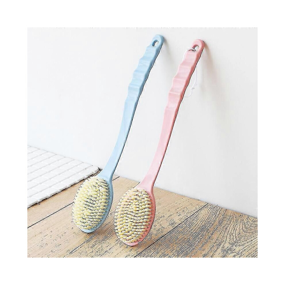 Pink (Pink) Bath Brush Back Body Bath Shower Sponge Scrubber Brushes With Handle Exfoliating