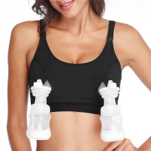 (L) Hands free pumping bra, adjustable breast-pump holding and nursing bra