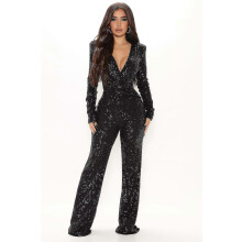 (M)Overaller Sparkdräkter Paljetter Glittriga Långbyxor Jumpsuit Sexigt Djup V-ringning Kläder Outfits