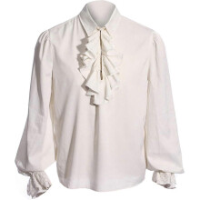 (S-Bianco) Camicia da pirata da uomo, stile vampiro, rinascimentale, vittoriano, steampunk, gotico,