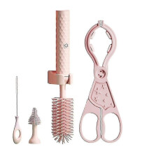 (Set da 4 pezzi - Rosa) Spazzola elettrica per bottiglie in silicone, set di spazzole rotanti a 360