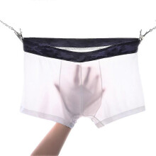 (L) Calzoncillos bóxer para hombre, ultrafinos, transpirables, sin costuras, de seda de hielo (blancos)