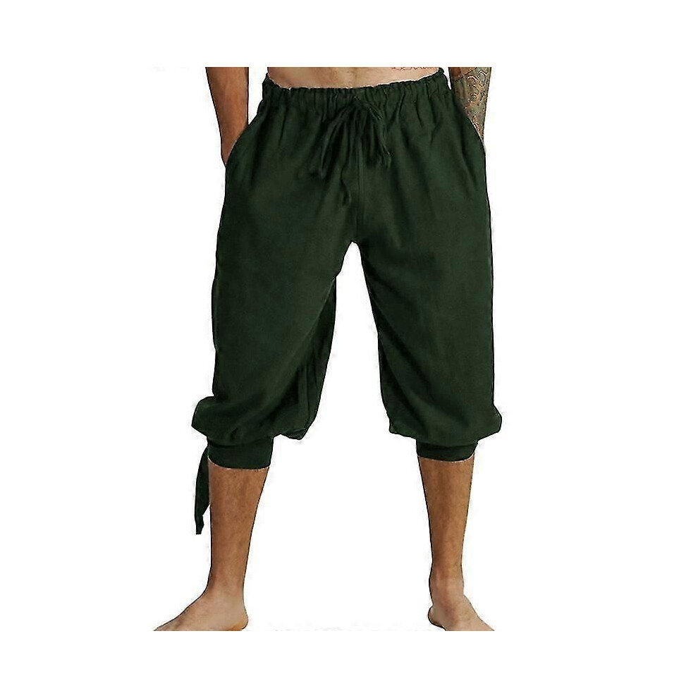 Green (Xxl, ) Men Pirate Pants 3/4 Medieval Renaissance Viking Cosplay Horseman Peasant Castaways Costume Bloomers