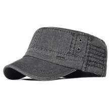 (svart) Tvättad bomulls militärkeps herr kadettarmékeps unik design vintage platt topphatt