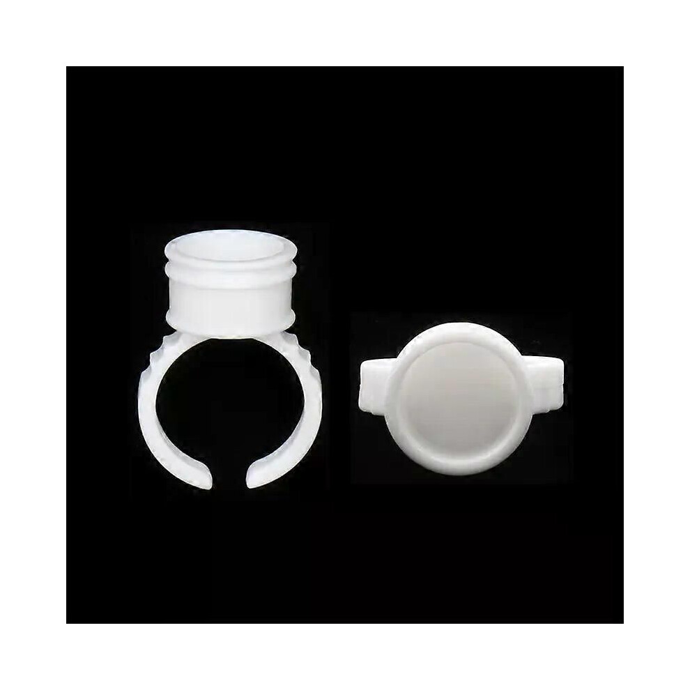 White (Medium) 100Pcs Disposable Glue Holder Ring Adhesive Pallet For Eyebrow Tattoo Pigment Eyelash Extension