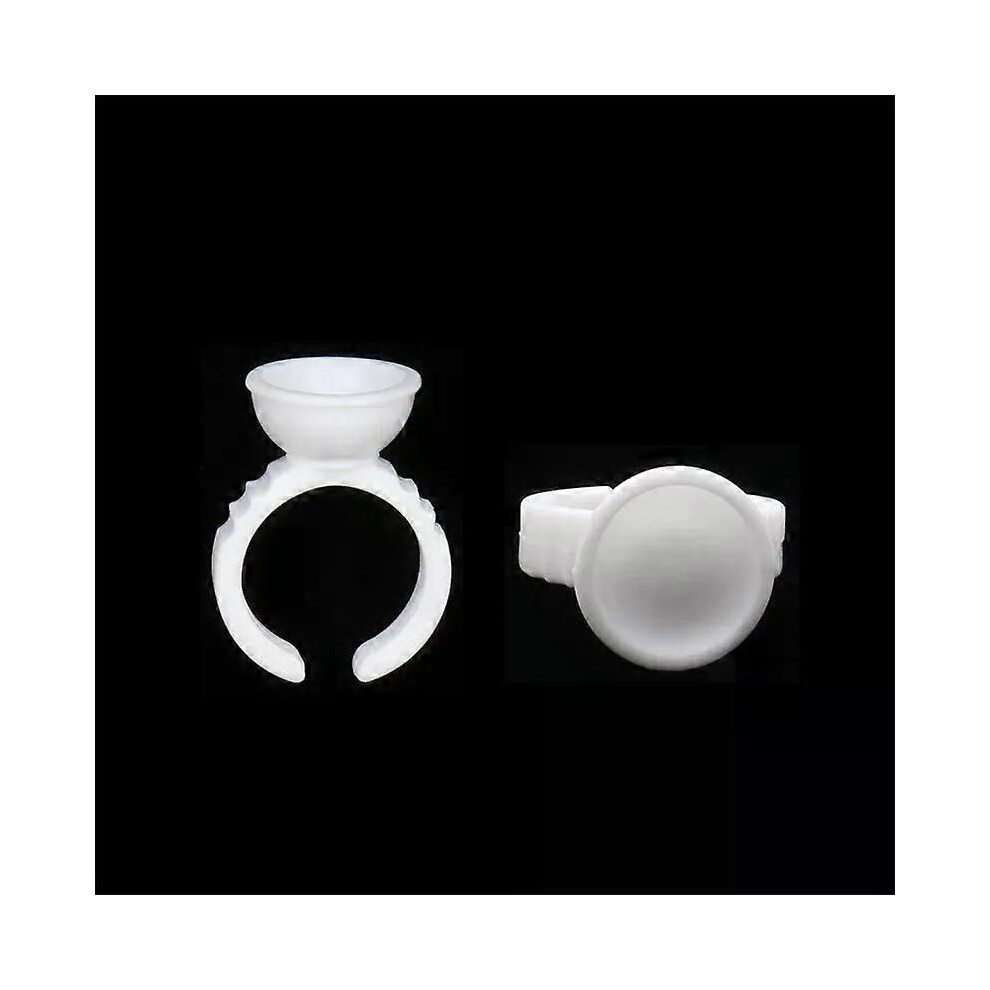 White (Small Blank) 100Pcs Disposable Glue Holder Ring Adhesive Pallet For Eyebrow Tattoo Pigment Eyelash Extension