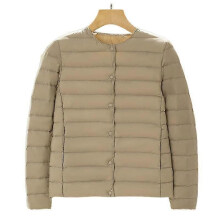 (M-kaki) Nouvelle doudoune légère à col V et manches longues, en duvet de canard blanc, coupe oversize.
