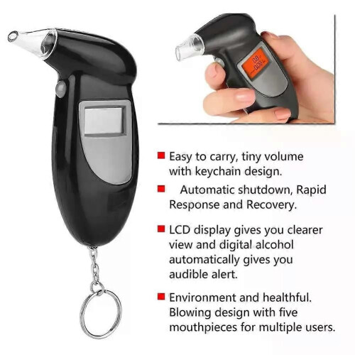 (No Backlight) Portable Breath Alcohol Tester Handheld Breathalyzer Alcotest Alcohol Test Tools Backlight Digital Set 2