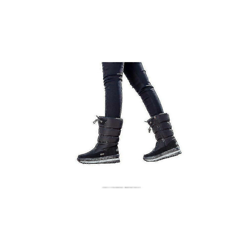 (40, Black) Women's Snow Boots Winter Water-resistant Fur Lined Warm Anti-slip Boot