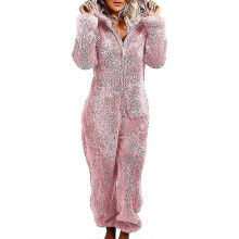 (S-Rosa) Mono de invierno con capucha de forro polar esponjoso para mujer