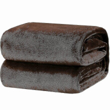 (Brown) 200*230cm Black Pink Grey Violet Fleece Blanket Luxury Warm Home Sofa Bed