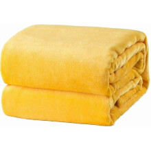 (Yellow) 200*230cm Black Pink Grey Violet Fleece Blanket Luxury Warm Home Sofa Bed