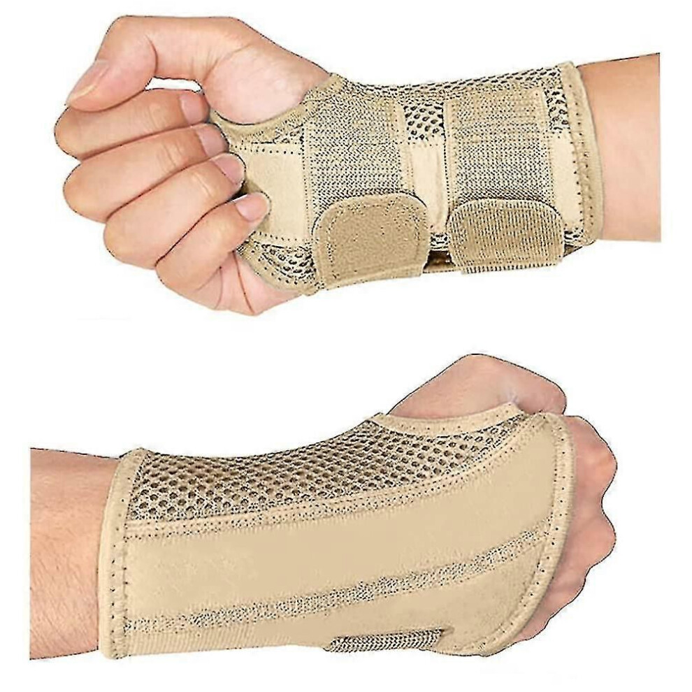 (S-Righthands, Beige) Carpal Tunnel Wrist Brace For Tendonitis Arthritis, Breathable Wrist Splint Brace Night Support Adjustable