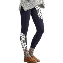 (XL-Mörkblå) Dam skinny jeans med hög midja och stretch
