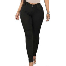 (X-Svarta) Dam skinny jeans med hög midja och stretch