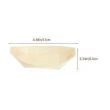 (17X8.5X5CM) 100 kpl kertakäyttöinen sushi-puuvene, luonnollinen puinen välipalatarjotin, jälkiruokalautanen,