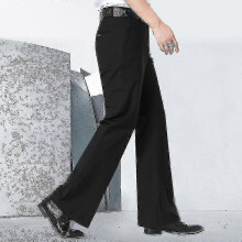 (34, Black ( thin )) )Men Flared Boot Cut Trousers Business Casual Classic Office
