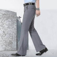(33, Gray ( thick )) )Men Flared Boot Cut Trousers Business Casual Classic Office
