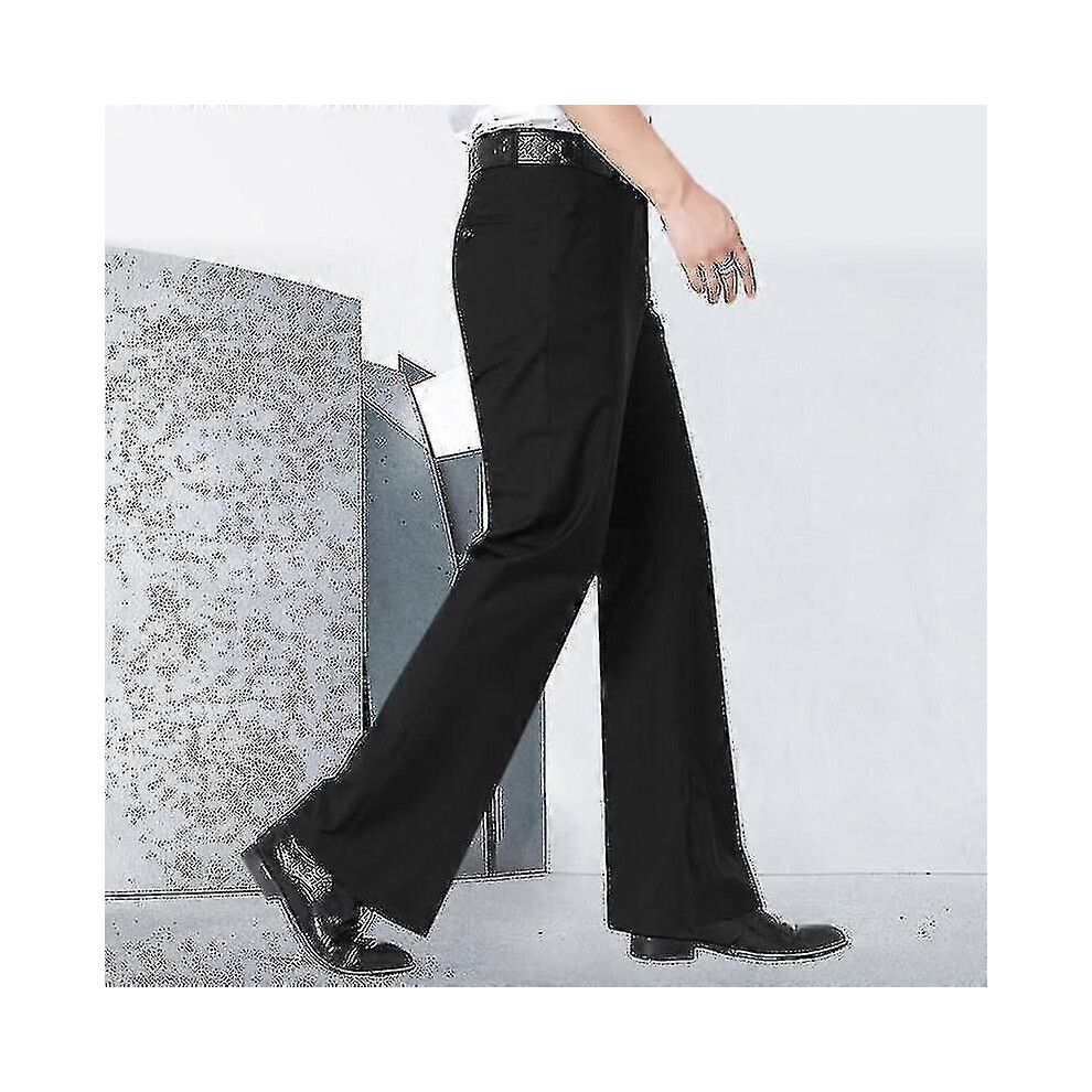 (36, Black ( thin )) )Men Flared Boot Cut Trousers Business Casual Classic Office-image-OPC-PJG5CW8-NEW