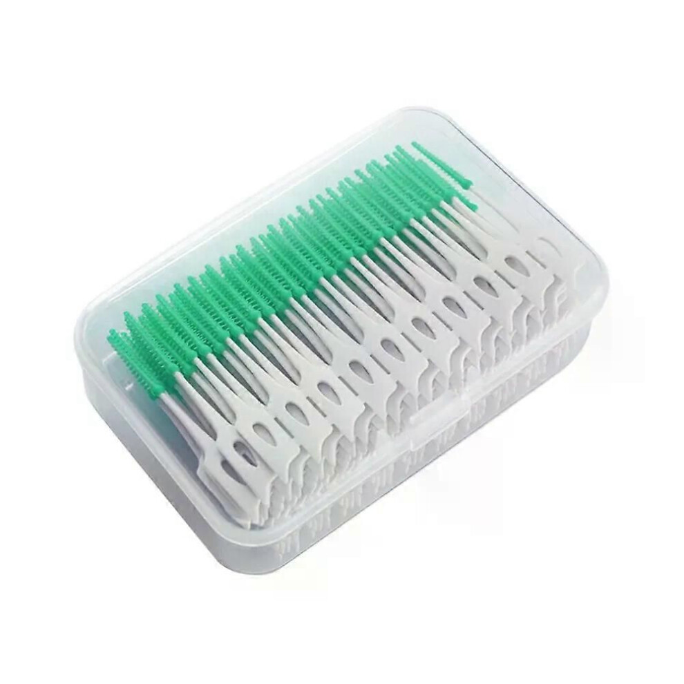 Green (Gn) 200 Pieces/Box Plastic Interdental Silicone Brush Dental Toothpicks With Threaded Oral Cleaning