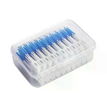 (BU) 200 piezas/caja Cepillo interdental de silicona de plástico verde, palillos dentales con rosca