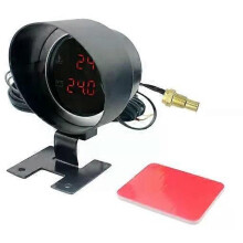 (rött ljus) 2 i 1 rund 12V 24V LED digital bil lastbil vattentemperaturmätare temperatursensor temperatur