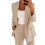 (S, Khaki) Womens 2pce Light Suit Blazer+trousers 1