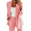 (S, Pink) Womens 2pce Light Suit Blazer+trousers 1