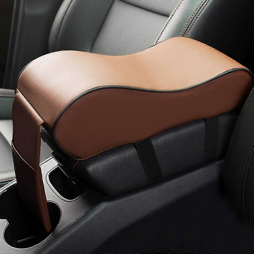 (Brown) Car Armrest Pad Universal Auto Armrests Car Center Console Arm Rest Seat Box Pad Vehicle Protective Brown 9013291343214