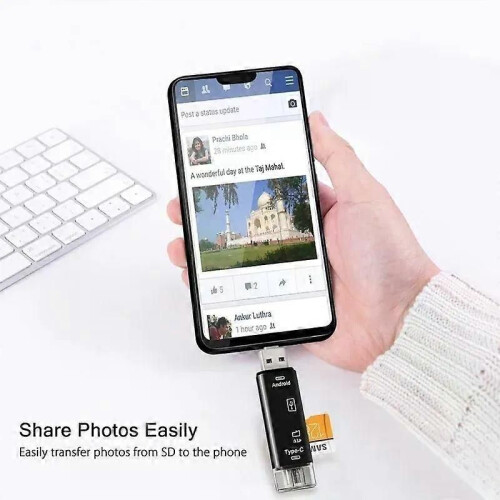 (Black) Mobile Phone s 5-in-1 USB Type C/USB/TF/SD Memory Card Reader OTG Adapter 1