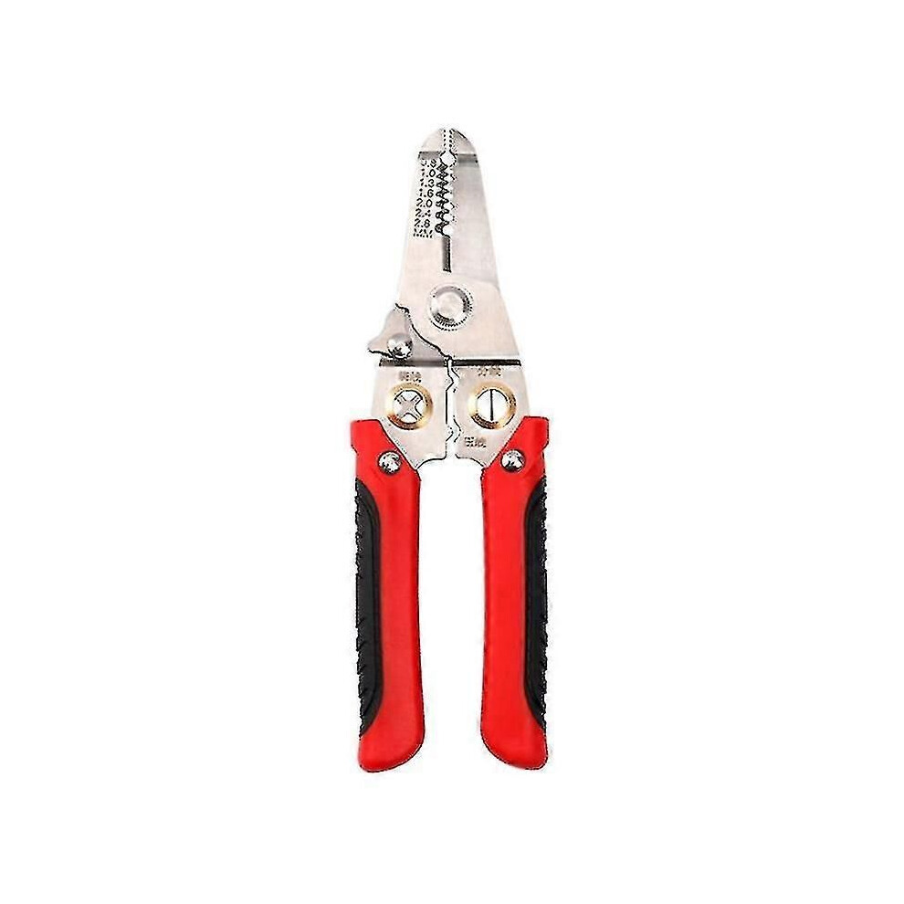 (Red) 175Mm Upgraded Wire Crimper Stripper Cutter Multifunctional Stripping Plier 9013291351431