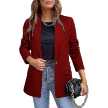 Blazer informal para mujer (rojo vino tinto), estilo casual y elegante, ideal para el día a día. Corte