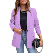 (S-morado) Chaqueta blazer informal para mujer, elegante y moderna, con solapa abotonada, estilo casual