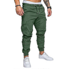 (5XL-Armégrön) Herrbyxor med dragsko och resår i midjan, casual långbyxor