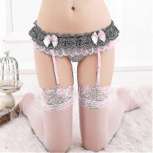 (Rosa)Reggicalze sexy in pizzo da donna per calze alte fino alla coscia