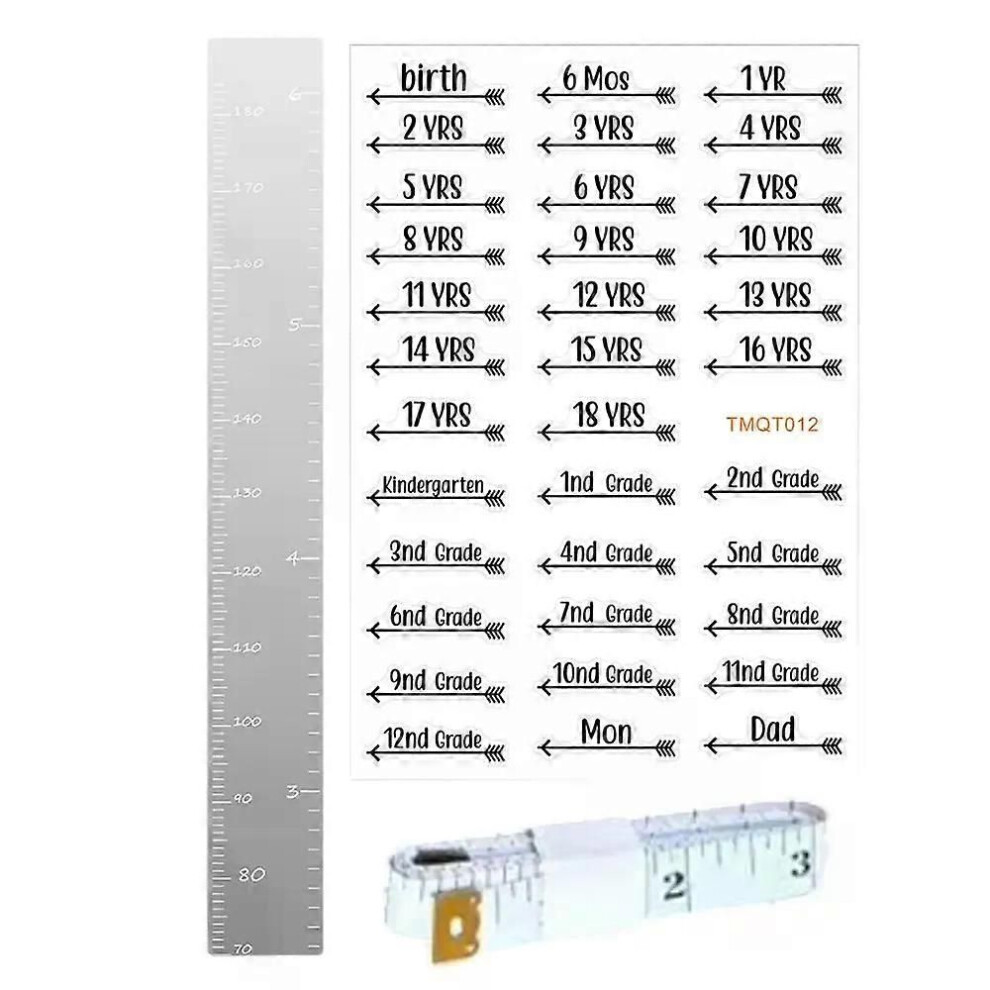 (a) Acrylic Puzzle Mirror Growth Chart Mirror Shatterproof Height Measurement Mirror Ruler Wall Decoration