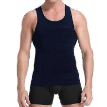 (XL-Blå) Herr Gynekomasti Kompressionströja Midjetränare Ming Underkläder Body Shaper Magkontroll Undertröja