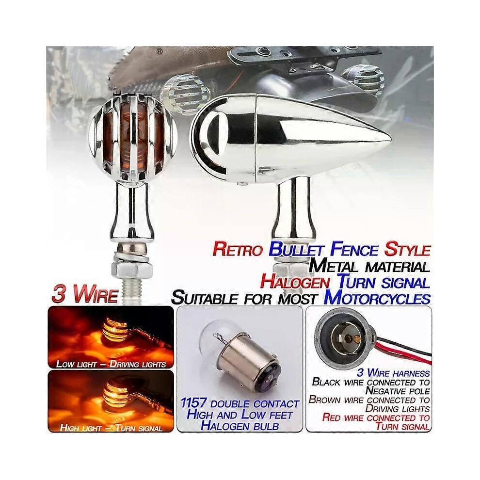 (Electroplated ) Motorcycle Led Turn Signals Universal 12V Mini 12 Led Indicator Lights Stop Signal Motorcycle Silver/Light 9013291355057