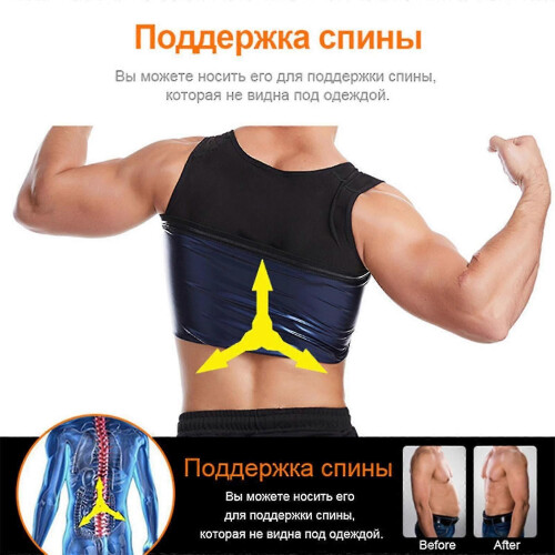(S M) Uomo Canotta compressiva per ginecomastia Canotta dimagrante per uomo Sauna 2