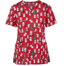 (XL-Rosso) Camice da infermiera da donna stampato con scritta Buon Natale