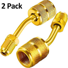 (2) R410a Charging Vacuum Port Adapter Brass Converter With Thimble 5/16 Inch Sae Female Quick Coupler To