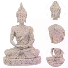(B) 1 st sandsten Buddha-staty akvariedekoration akvarienamn livfullt landskap för dekorationer