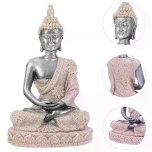 (A) 1 st sandsten Buddha-staty akvariedekoration akvarienamn livfullt landskap för dekorationer